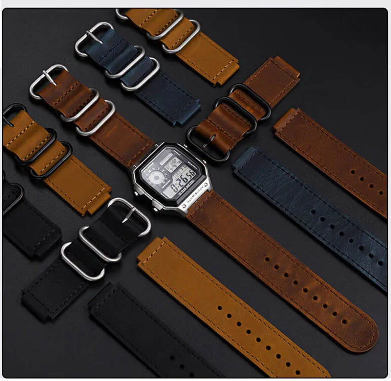 18mm cowhide Watchband for Casio small square strap AE1200/AE-1300/1500 F-108/W-218  A158/A168 vintage cowhide strap  bracelet