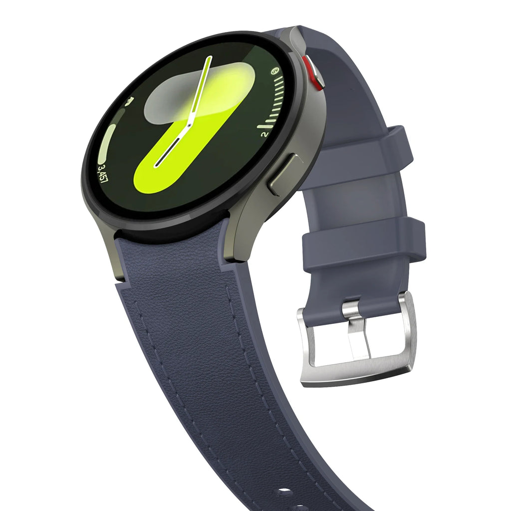Silicone+Leather Strap for Samsung Galaxy Watch 7 6 5 4 44mm 40mm/5 Pro 45mm Wristband for Galaxy Watch 6 Classic 47mm 43mm Belt