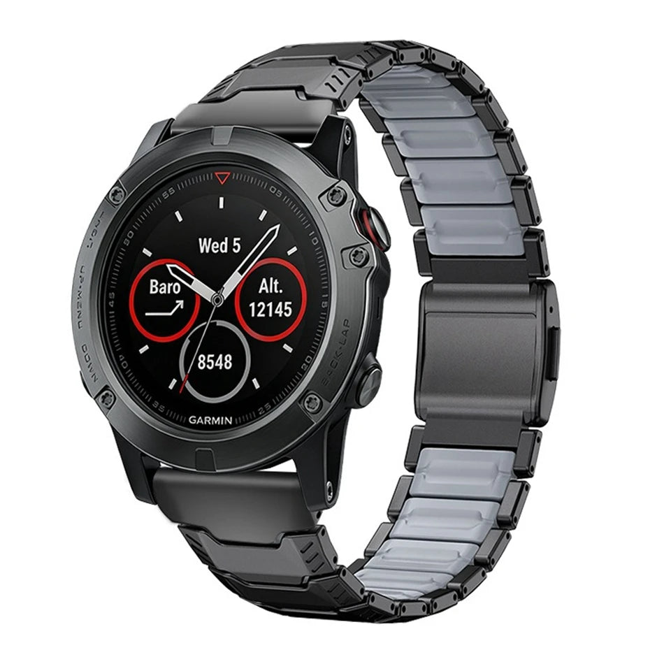 Titanium Silicone Magnetic Band for Garmin Watch Fenix 8 7X Pro 6X Enduro 3 Strap For Garmin Tactix 7Pro Instinct 2X 26mm Bands