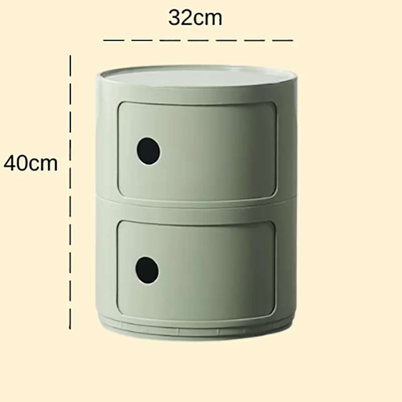 Plastic Round Bedside Nightstand with Drawers Practical Storage Box Cabinet Nightstand Chic Decor for Bedroom Living Room