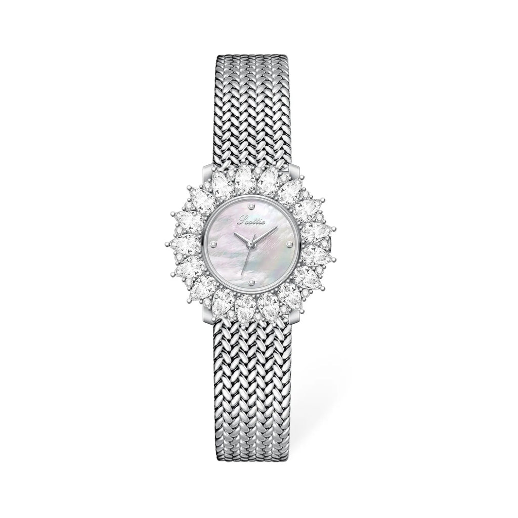 Women Watches for Girls Wrist Quartz Watch Sliver Gold Flower Diamond Orologio Ladies Vintage Wristwatch Stainless Steel Clock