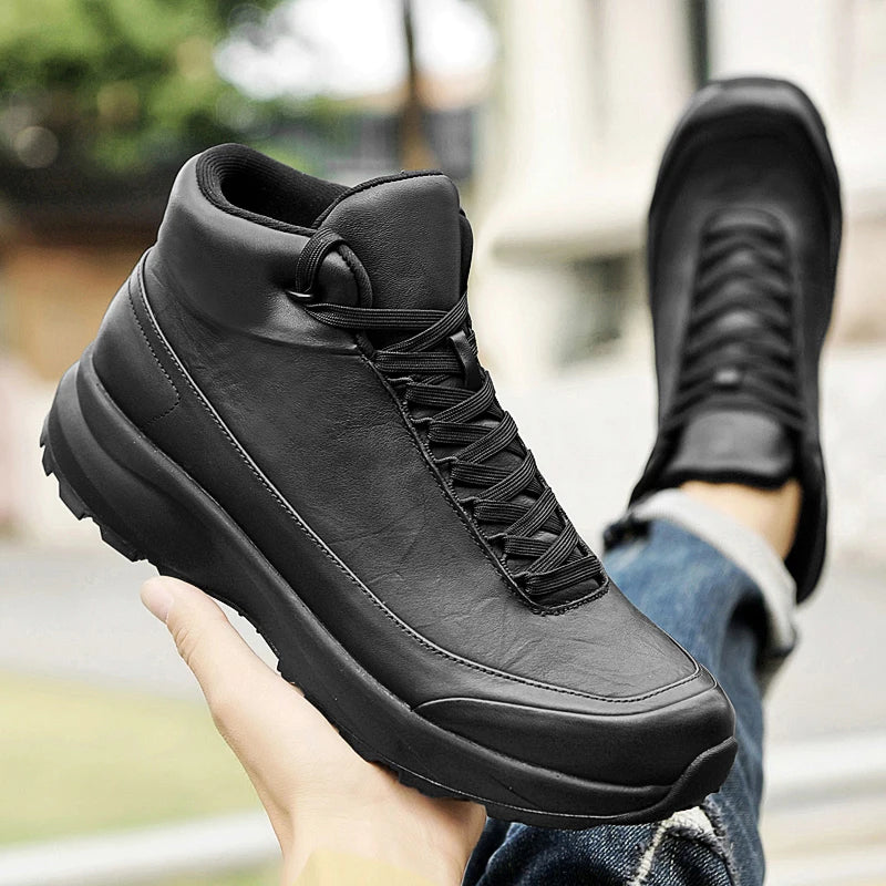 2026New Casual Leather Shoes For Mens Outdoor Work Trend Walking Shoe Fashion Thick Bottom Comfy Versatile Genuine Leather Boots