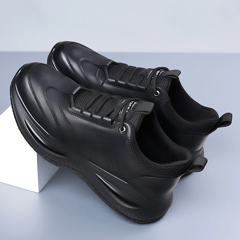 Fashion Men's Autumn Casual Leather Shoes Classic Business Formal Sneakers Comfy Thick Bottom Office Outdoor Daily Walking Shoes