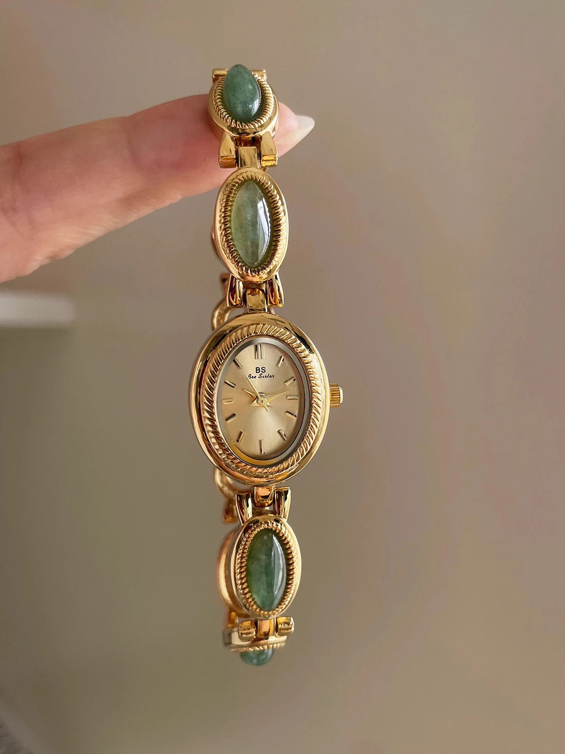 Natural Jade Bracelet Watch Gift Women,Ladies Watches Luxury High Quality Gold Quartz Watches, Elegant Women's Wristwatches