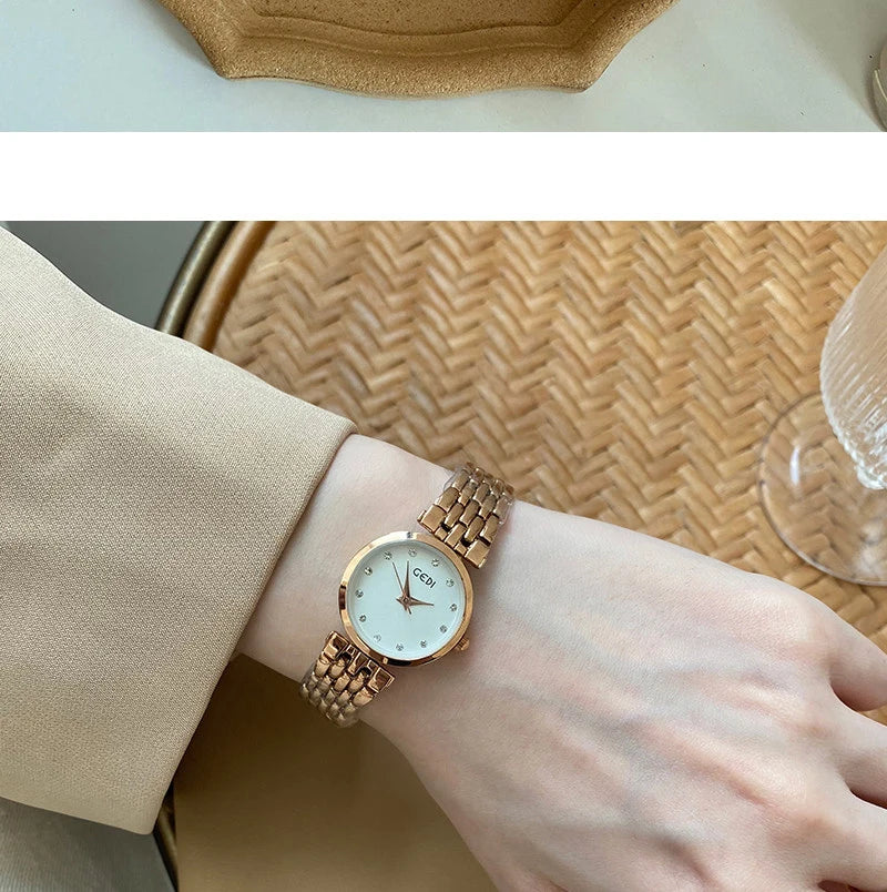 GEDI Ladies Watch New Vintage Exquisite Fashion Quartz Watches Woman Temperament Round Retro Watch Gifts Luxury