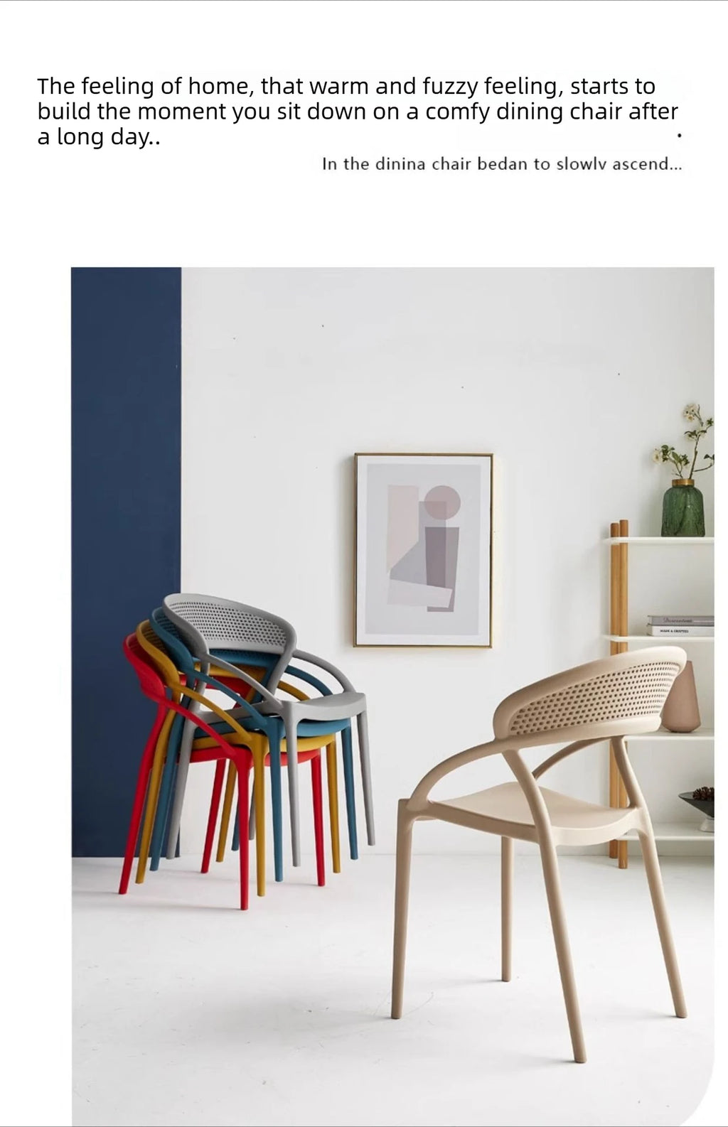 Plastic Chair Backrest, Home Thick Backrest Chair, Casual Nordic Minimalist Dining Chair, Restaurant Chair, Outdoor Armchair