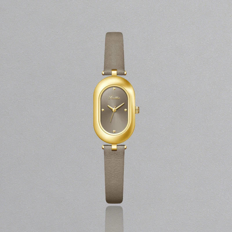 Womens Watch for Girls Wrist Quartz Reloj Sliver Grey Gold Orologio Ladies Luxury Oval Shaped Wristwatch Stainless Steel Clock