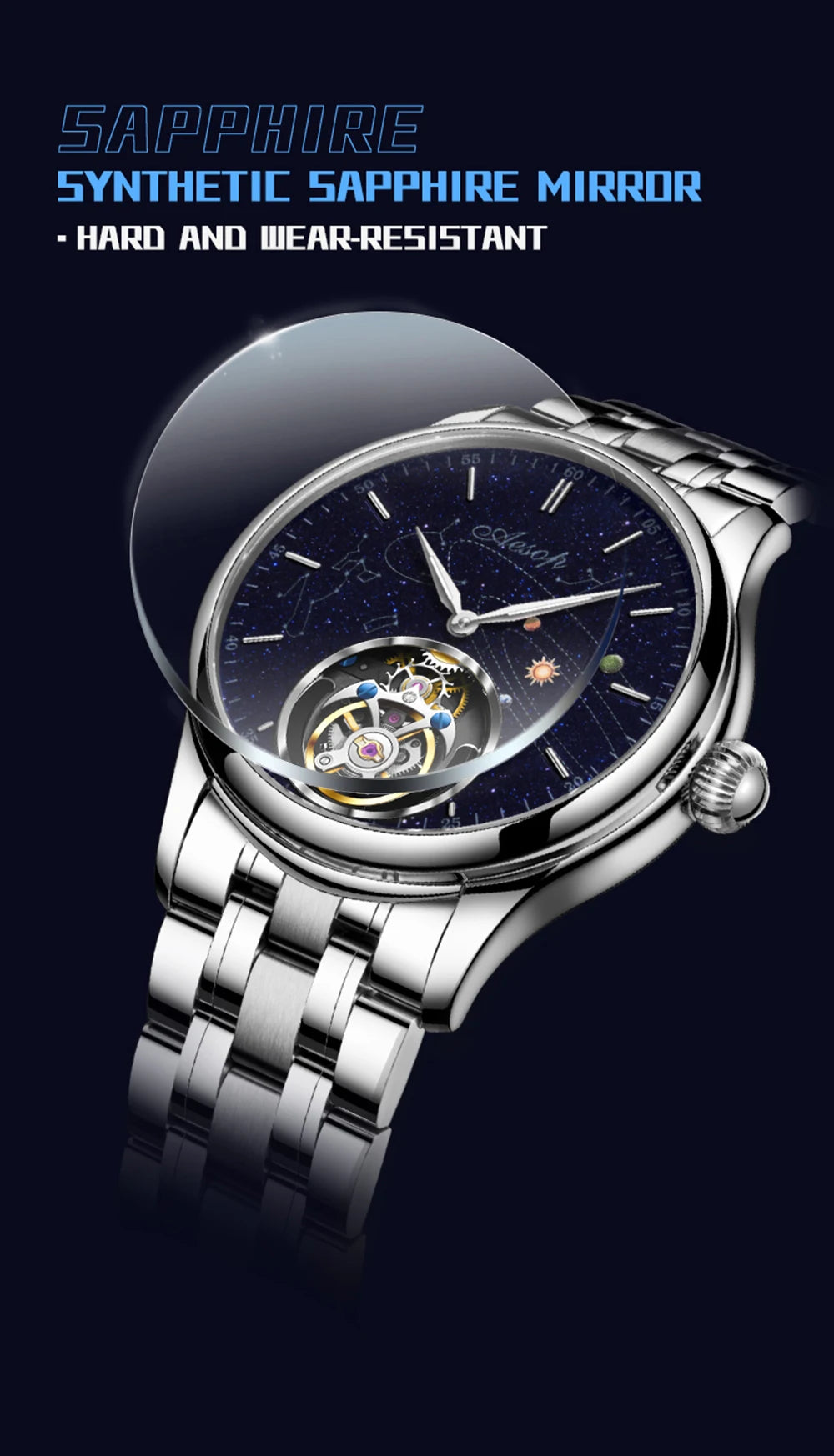 AESOP Original Flying Tourbillon Watches for Men Mechanical Skeleton Tourbillon Movement Fashion Wrist Watch Mens Sapphire 2025