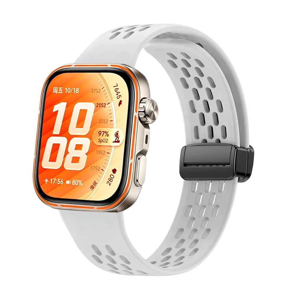 Original Silicone Strap For Huawei Watch Fit 5/4/3 Breathable Replaceable Magnetic Bracelet Band For Huawei Watch Fit 4/5 Pro