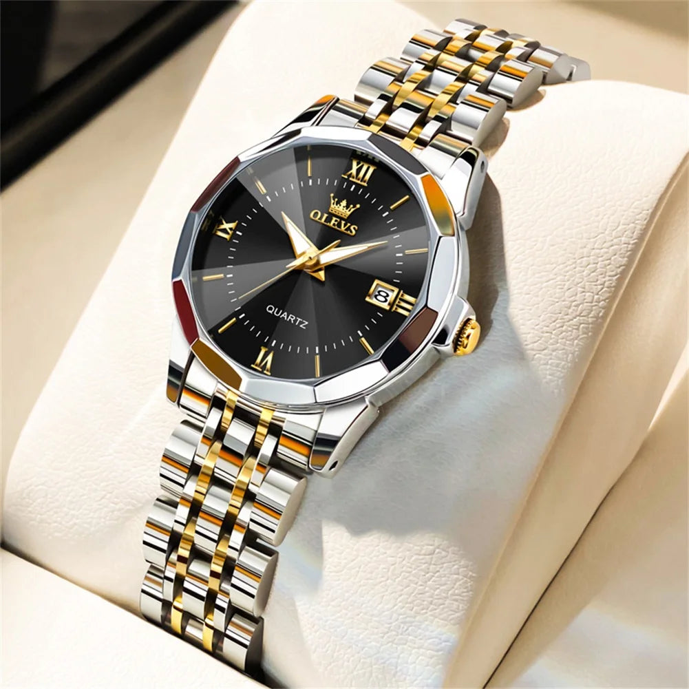 OLEVS 9931 Elegant Fashion Women's Watches Luxury Brand Original Quartz Watch forLadies Waterproof Stainless Steel Luminous Date