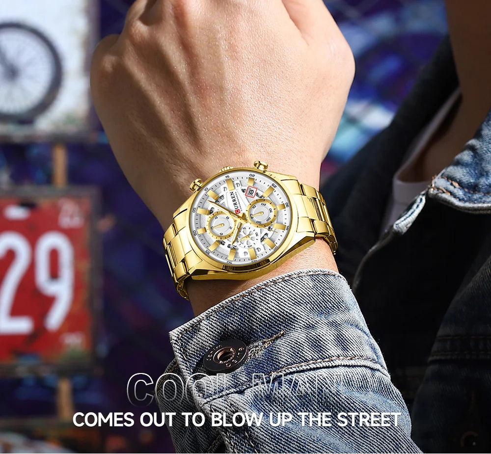 CURREN Top Luxury Business Calendar Multi functional Waterproof Sports Men's Quartz Men Watch Construction Wristwatch for Men