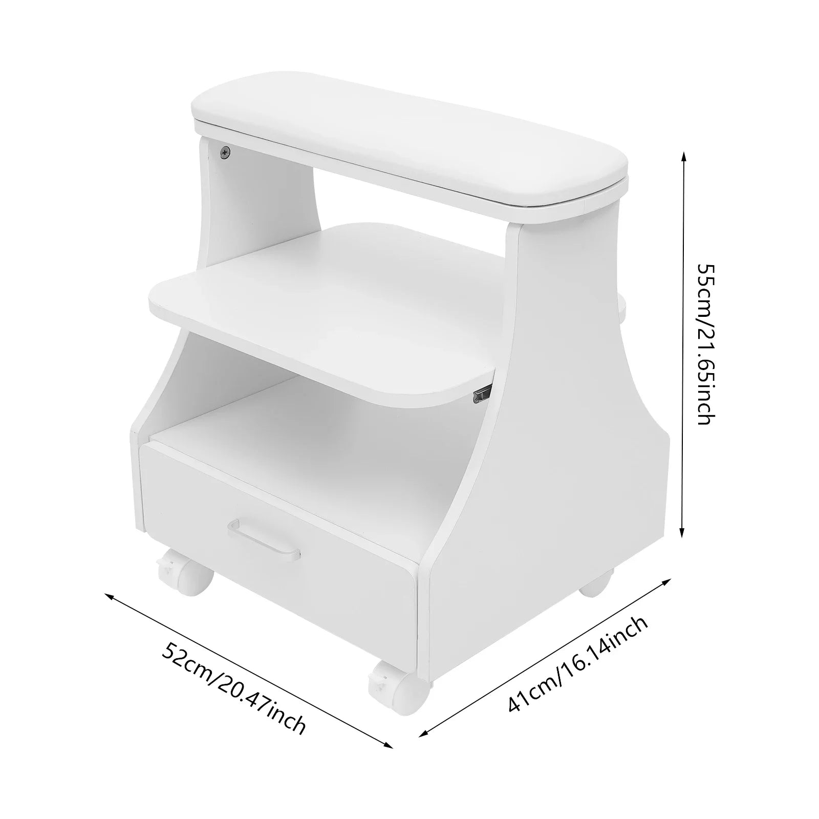 Portable Beauty Salon Foot Bath Trolley Pedicure Manicure Foot Rest with Massage Function Foot Spa Table White