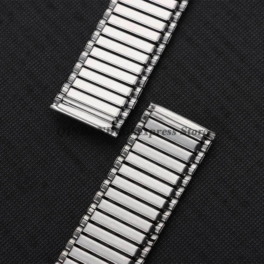 12mm 14mm 16mm 18mm 20mm 22mm Expansion Stainless Steel Watch Strap Elastic Metal Watchband Universal Men Women Watches Bracelet