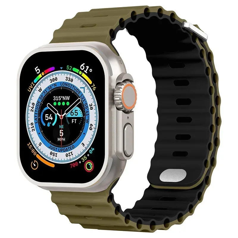 Ocean strap For Apple Watch Ultra 3 2 1 Band 49mm 11 10 9 8 7 46mm 45mm 41mm Silicone Wristband iWatch 6 5 4 SE3 44mm 40mm 42mm