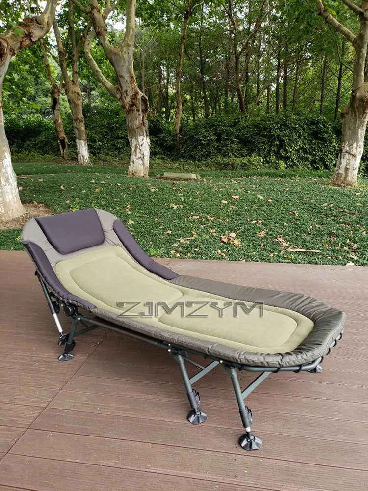 Folding Bed Recliner Single Office Household Camping Portable Nap Bed Simple Design for Lunch Breaks，Lounge Chair