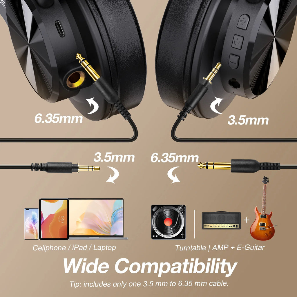 Oneodio Fusion A70 Bluetooth Headphones Hi-Res Audio Over Ear Wireless Headset 72H Professional Studio Monitor DJ HiFi Earphones