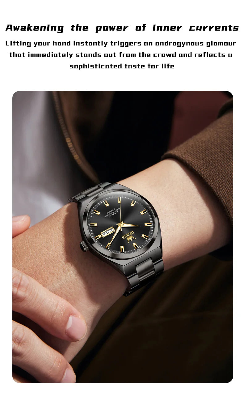 OLEVS 9907 NEW Business Watch for Men Fully Automatic Mechanical Movement Classic Date Week High-end Luxury Wrist watch for Men