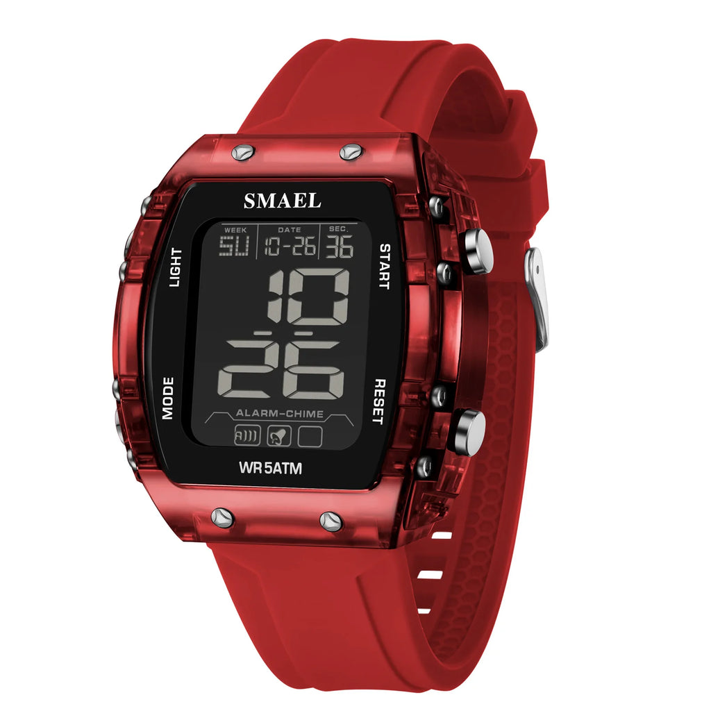 SMAEL Watches for Women LCD Digital Movement Silicone Strap Clock Fashion Trend Waterproof Sport Electronic Wristwatches Female