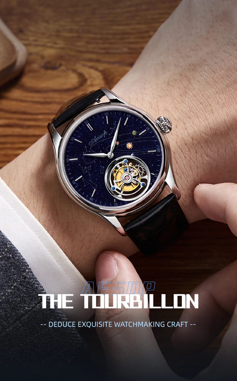 AESOP 7025 Flying Tourbillon Movement Watch Brand For Men Skeleton Mechanical Luxury Watches Wterproof Wristwatches Sapphire
