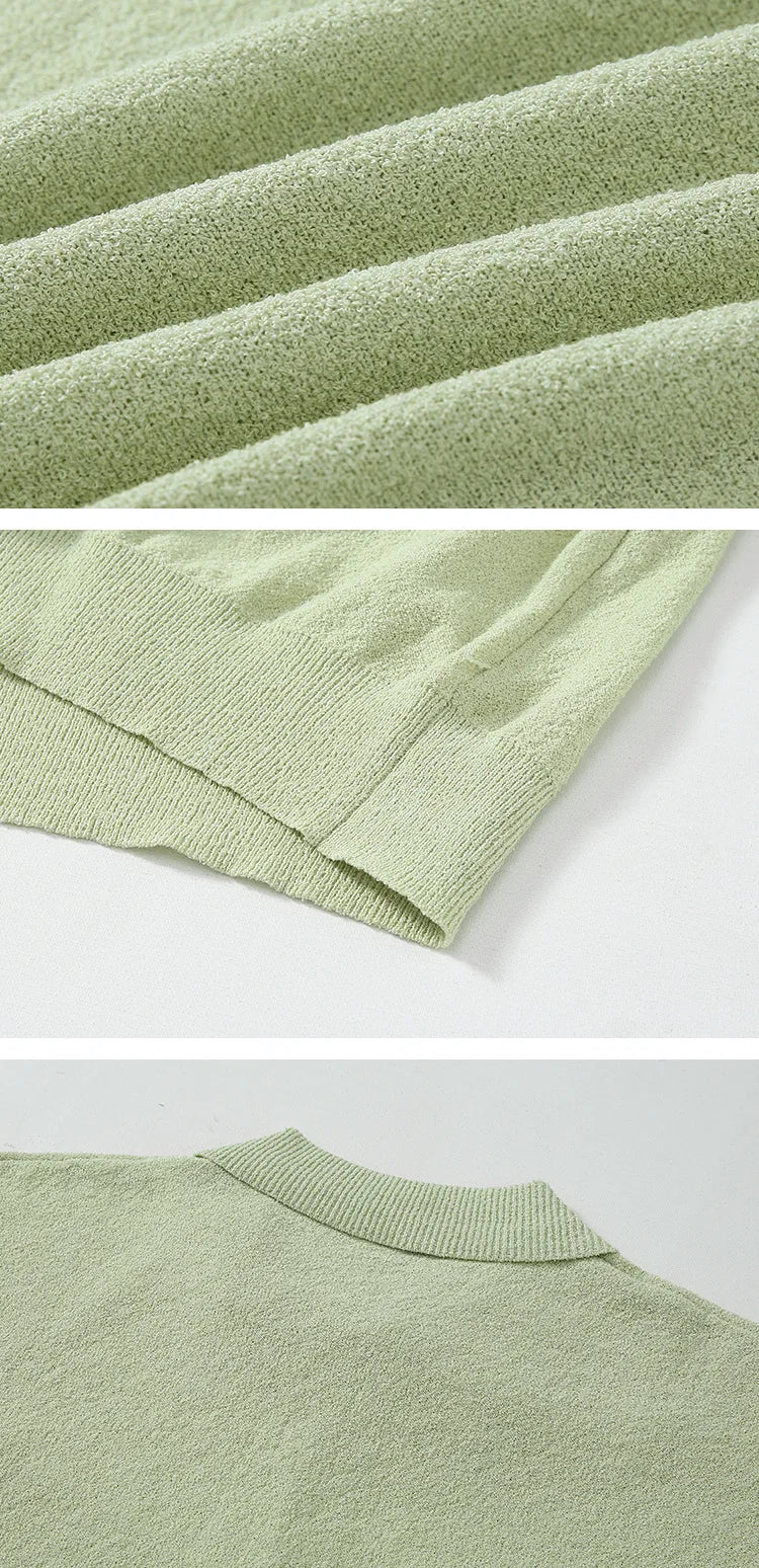Men's Summer Simplicity Vintage Knitted Polo Shirt, Loose Casual Half Sleeves, Korean Fashion Lapel T-shirt, Short Sleeve