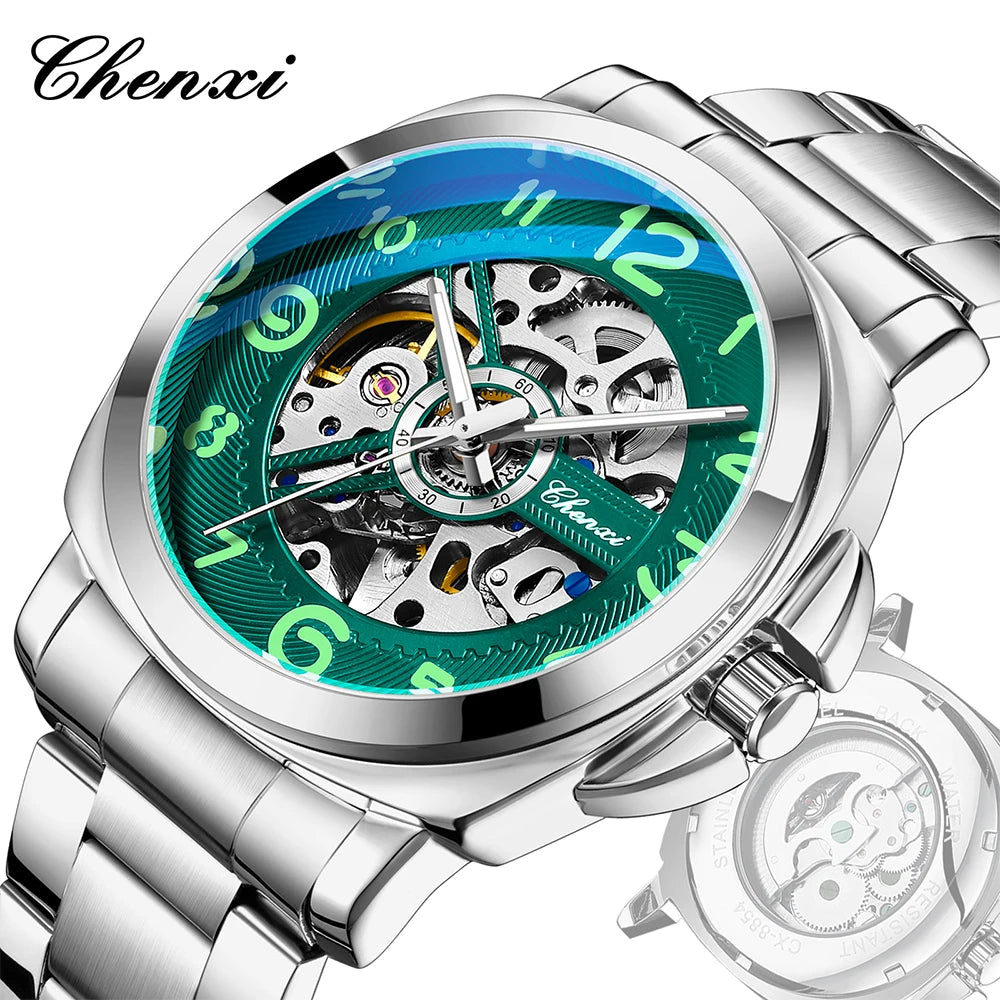 CHENXI New Mechanical Men's Watches Large Openwork Dial Fashion Luminous Waterproof Fully Automatic Mechanical Watch Man