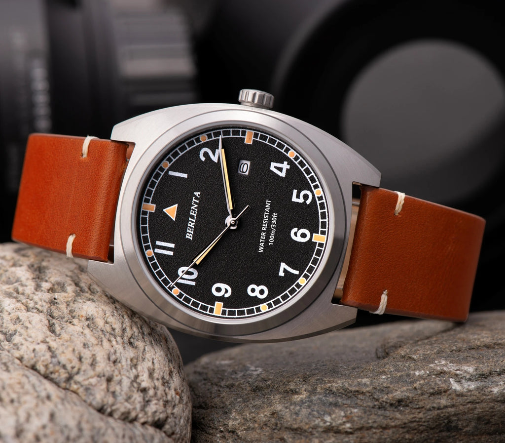 Berlenta Brand original Retro Leather Field Watch For Men Top Luxury 316L Steel Case Military Wristwatch Enlistment Gift