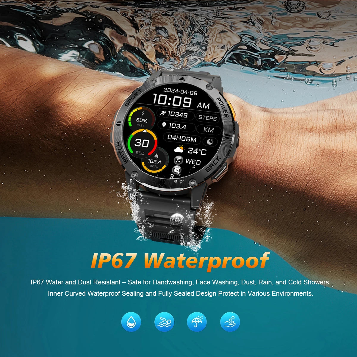 2026 New Smart Watch Men Compass Outdoor 3ATM Waterproof Sports Fitness Large Battery Bluetooth Call Smartwatch for Android iOS