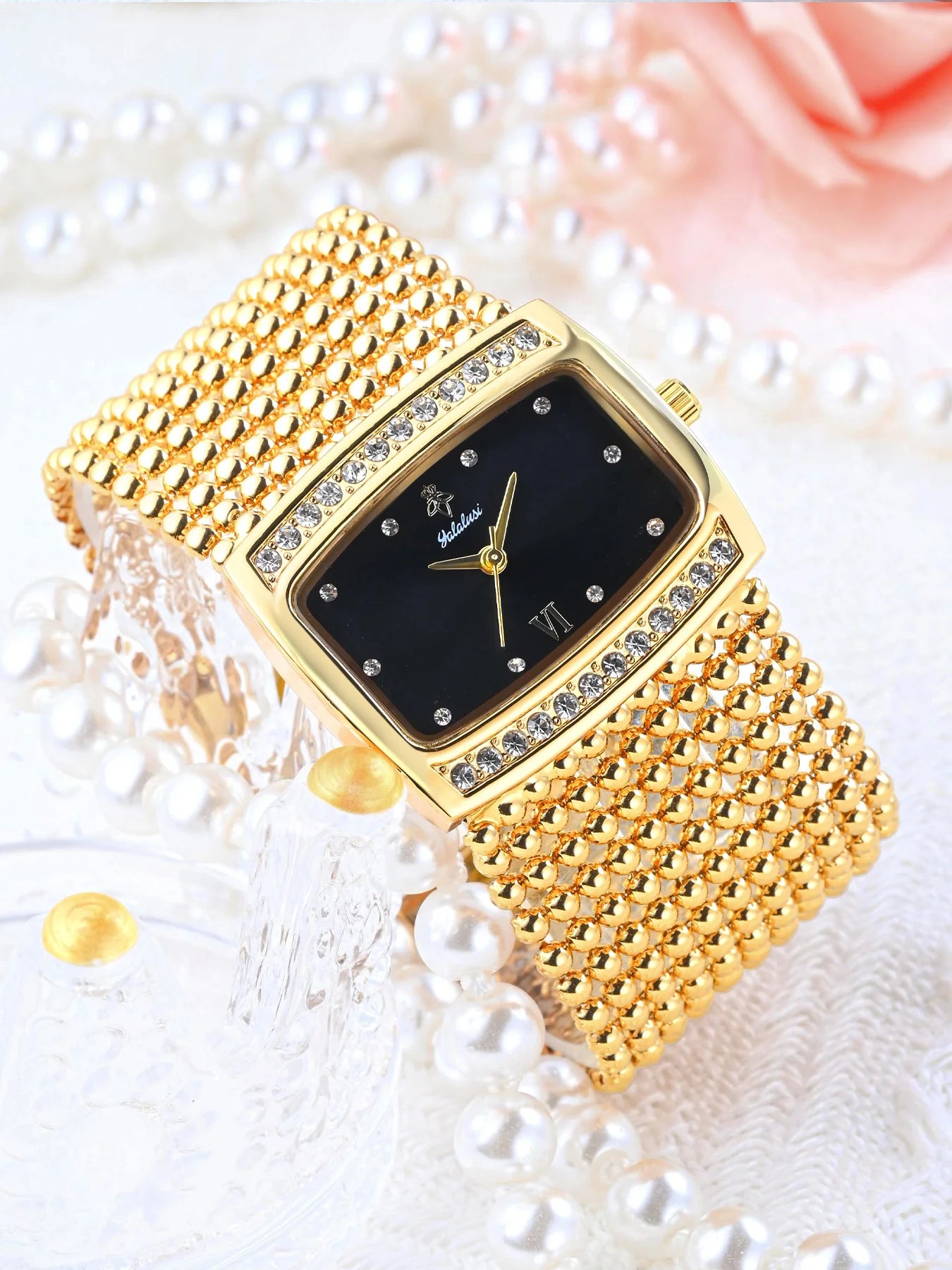 YaLaLuWomen's Watch Brand: Light Luxury Elegant Diamond-Set Square Watch with Water-Resistant Quartz Movement reloj mujer LX1073