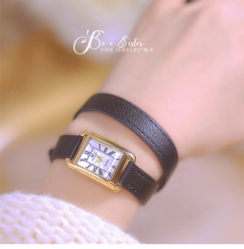 Women's Watch Elegant Retro Small Square Watch High Quality Leather Strap Waterproof Wristwatch Gift For Girlfriend