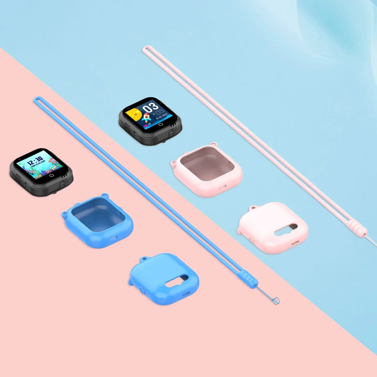 Wonlex KT24S Silicone Case Replace Detachable Strap 1/2 Sets Watches Silicone Protector Case Cover Kid Smart Watch Accessories