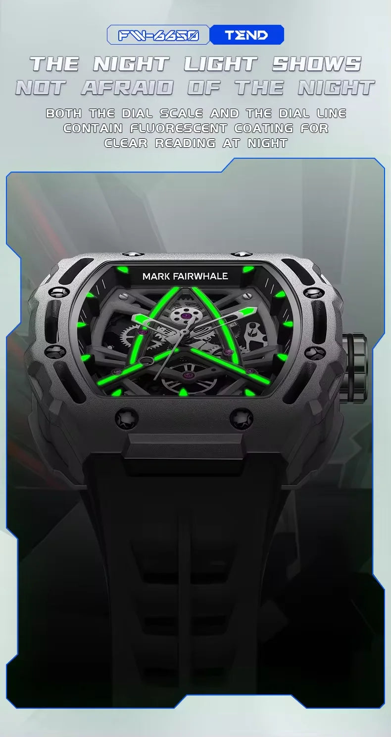 2023 New Automatic Mechanical Watches Mens Luxury   Brand Mark Fairwhale Fashion Sports Waterproof Tonneau Mille Wristwatch Mans