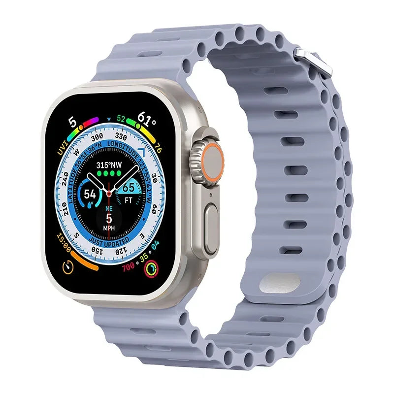 Ocean strap For Apple Watch Ultra 3 2 1 Band 49mm 11 10 9 8 7 46mm 45mm 41mm Silicone Wristband iWatch 6 5 4 SE3 44mm 40mm 42mm