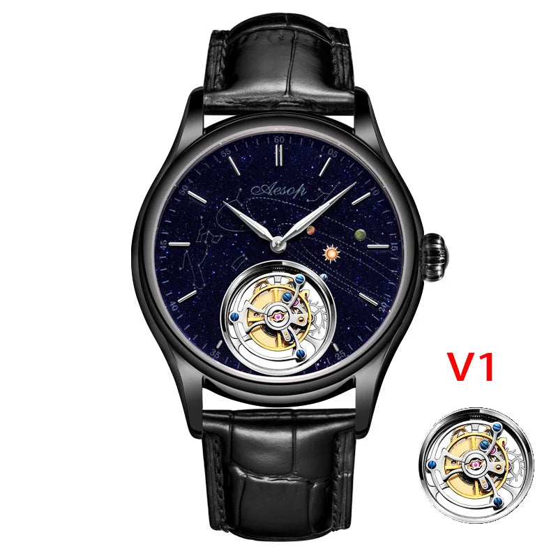 AESOP 7025 Flying Tourbillon Movement Watch Brand For Men Skeleton Mechanical Luxury Watches Wterproof Wristwatches Sapphire
