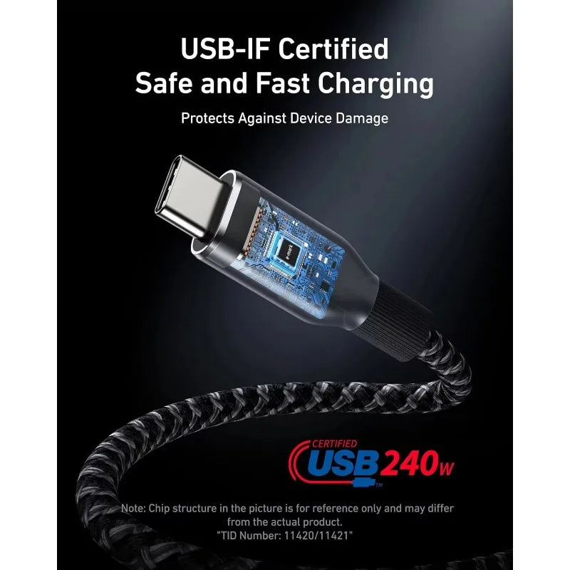 Anker Prime USB C To USB C Cable, 240W 6 Ft Fast Charging USB C Cable Upcycled-Braided Nylon with 100-Year Bend Durability