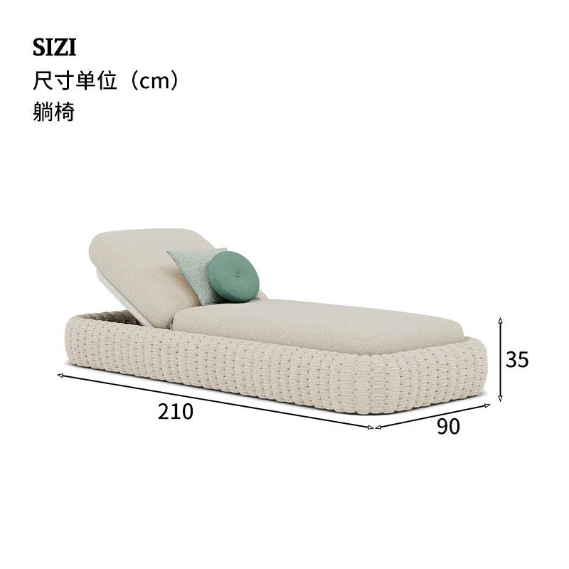 Outdoor Leisure Lounge Bed Courtyard Villa Braided Rope Garden Villa Pool Outdoor Rattan Lazy Single Bed Furniture