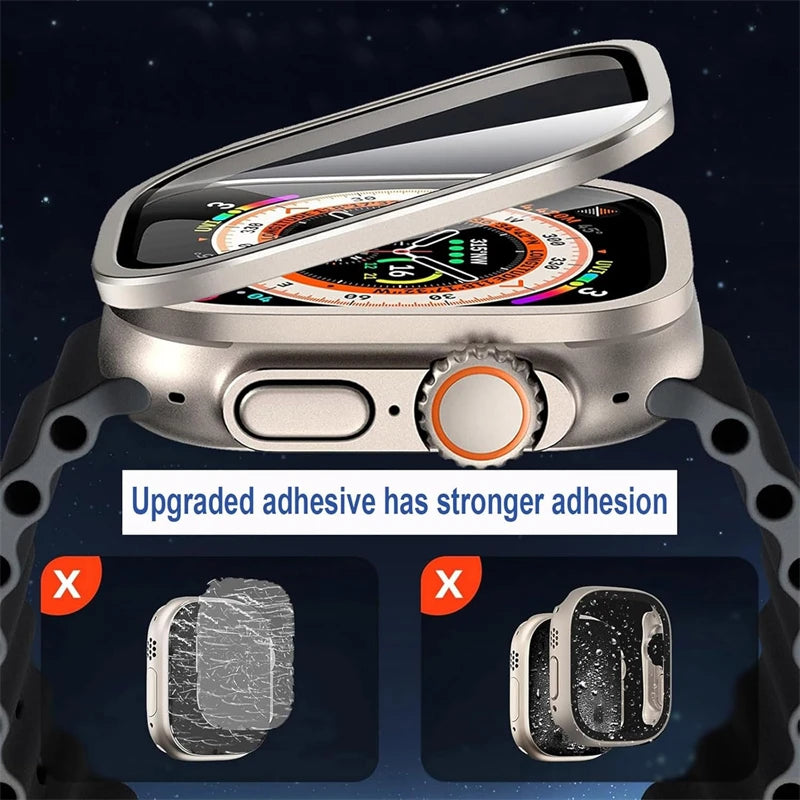 Aluminium Alloy Case+Tempered Glass for Apple Watch Ultra 2 49mm Anti-Scratch Screen Protector for iWatch Ultra 49mm Cover Film