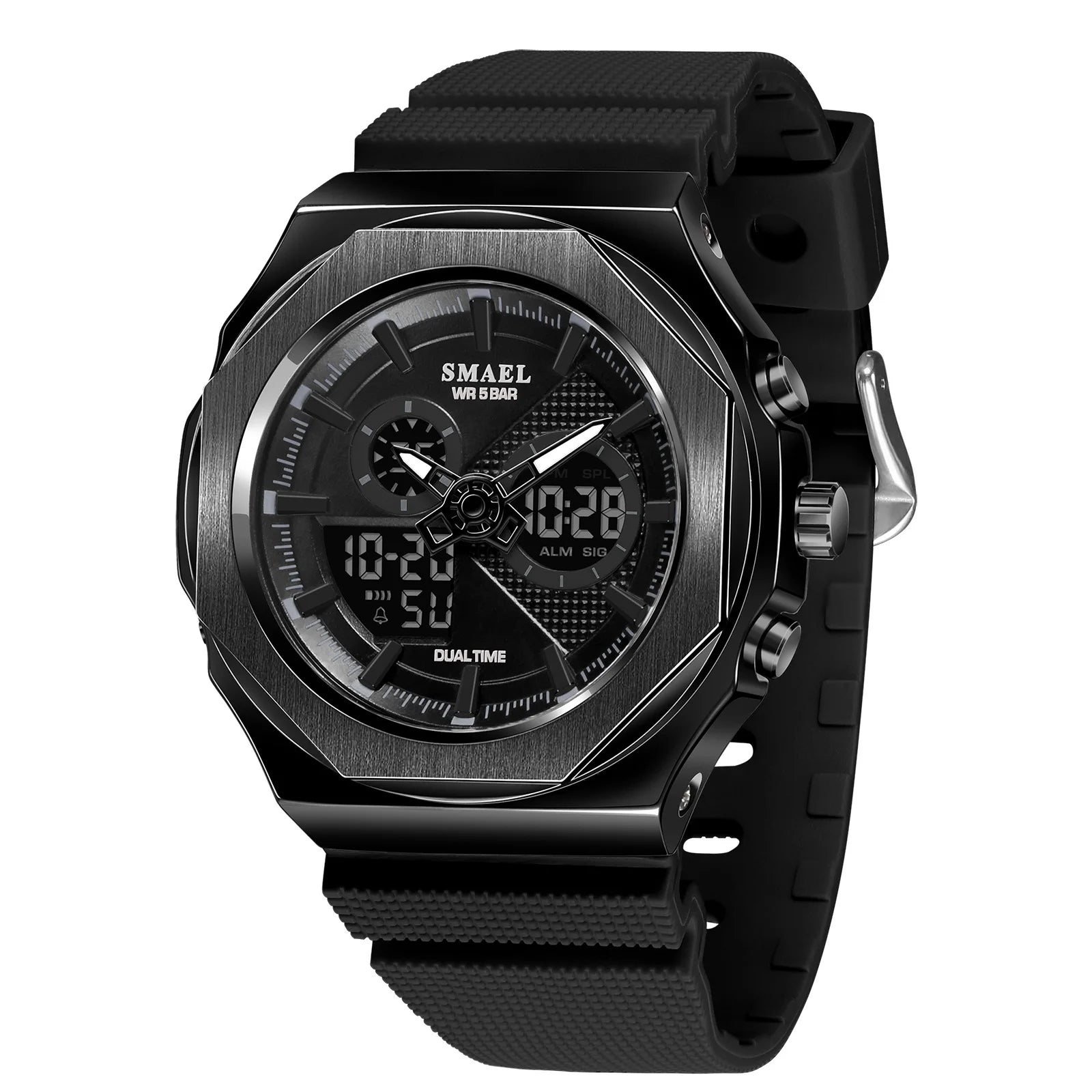 SMAEL Sport  Watches Women  50M Waterproof Lady Watches Pink Lover Gifts 8102 Dual Time Diaplay Watches Digital LED Back Light