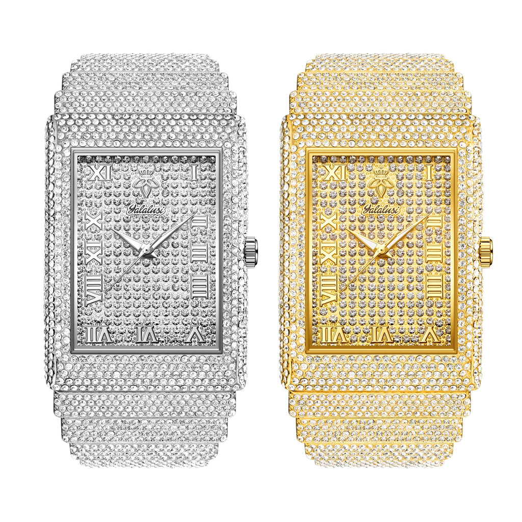 YaLaLuSi Men's Full-Diamond Large-Dial Water-Resistant Quartz Watch: An Elegant Bracelet Watch Gift reloj mujer