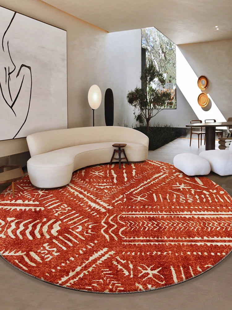 Moroccan Style Living Room Decoration Round Carpet Large Area Rugs for Bedroom Home Rocking Chair Floor Mat Washable Lounge Rug