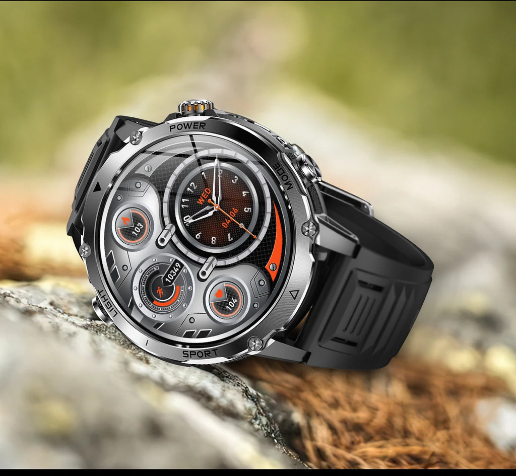 LIGE 2026 Military 1400mAh Battery Smart Watch Men Outdoor Flashlight IP68 Waterproof Heart Rate Bluetooth Call Sports Bracelet