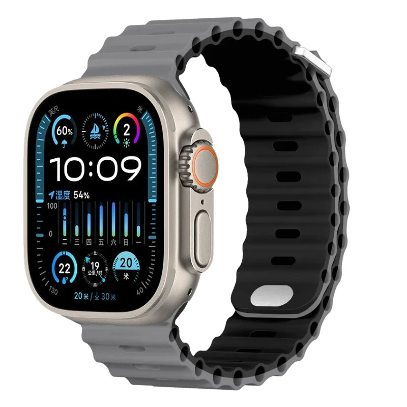 Ocean strap For Apple Watch Ultra 3 2 1 Band 49mm 11 10 9 8 7 46mm 45mm 41mm Silicone Wristband iWatch 6 5 4 SE3 44mm 40mm 42mm