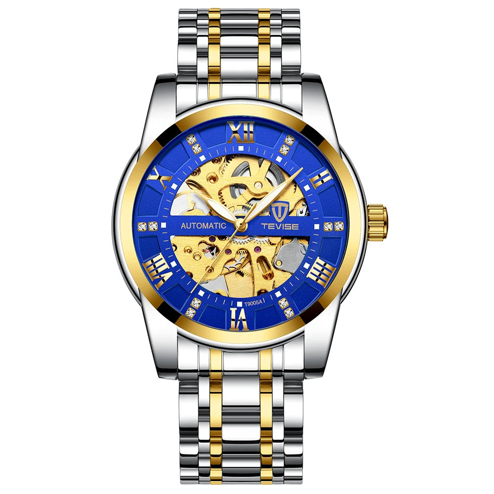 TEVISE  Men Automatic Mechanical Wrist Watch Luxury Brand Stainless Steel Mens Watch Fashion Skeleton Watches