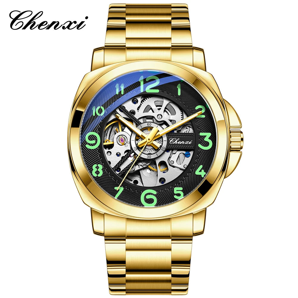 CHENXI New Mechanical Men's Watches Large Openwork Dial Fashion Luminous Waterproof Fully Automatic Mechanical Watch Man