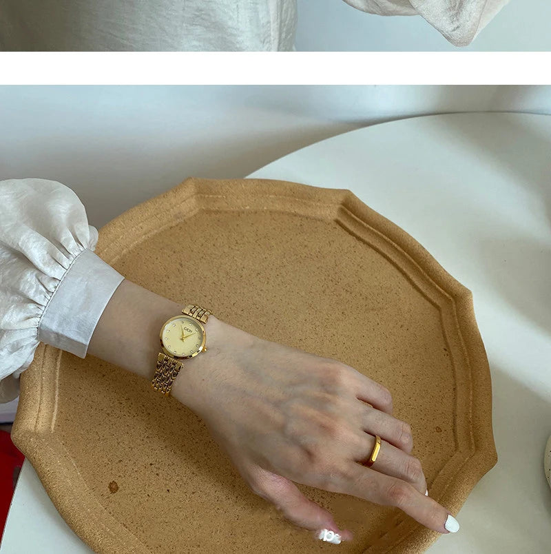 GEDI Ladies Watch New Vintage Exquisite Fashion Quartz Watches Woman Temperament Round Retro Watch Gifts Luxury
