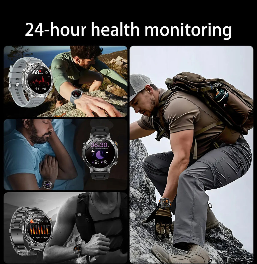 2026 New Military Smart Watch Men 1400mAh Battery 1.7-Inch AMOLED Sport GPS Track Bluetooth Call Rate Smartwatch For Android IOS