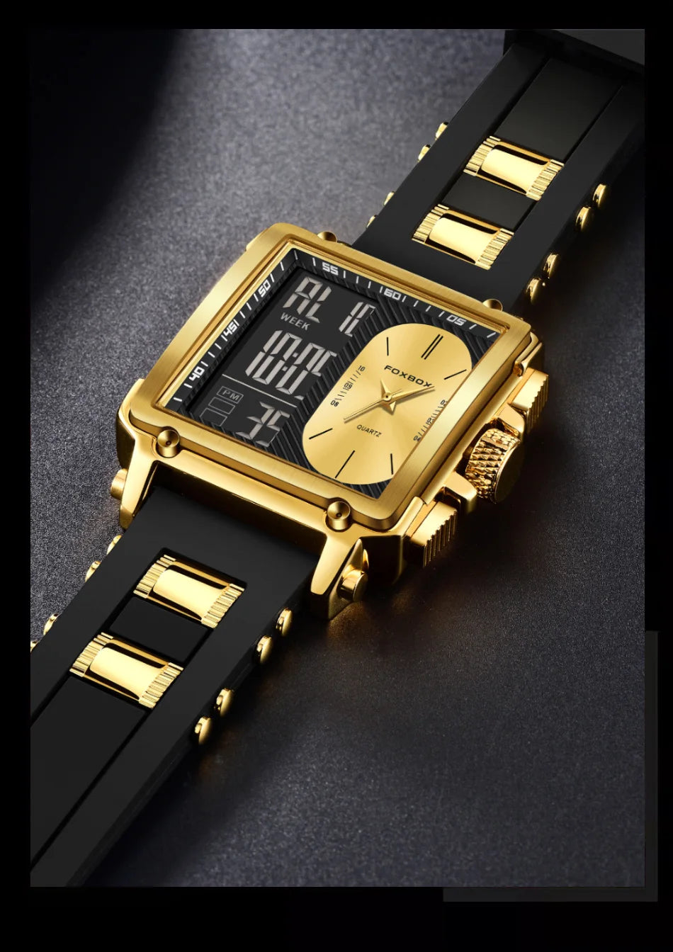 LIGE Fashion Square Digital Watch Men Casual Sports Waterproof Men's Quartz Wristwatch FOXBOX Top Brand Luxury Chronograph Watch