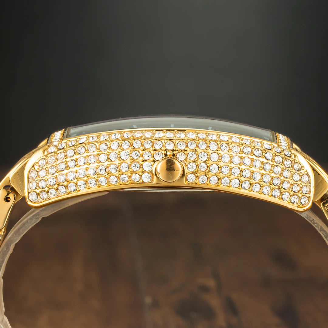 Luxury Gold Watches Men Brand MISSFOX Fashion Hip Hop lce Diamond Sun Pattern Literal Quartz Wristwatch Male Dropshipping Hot