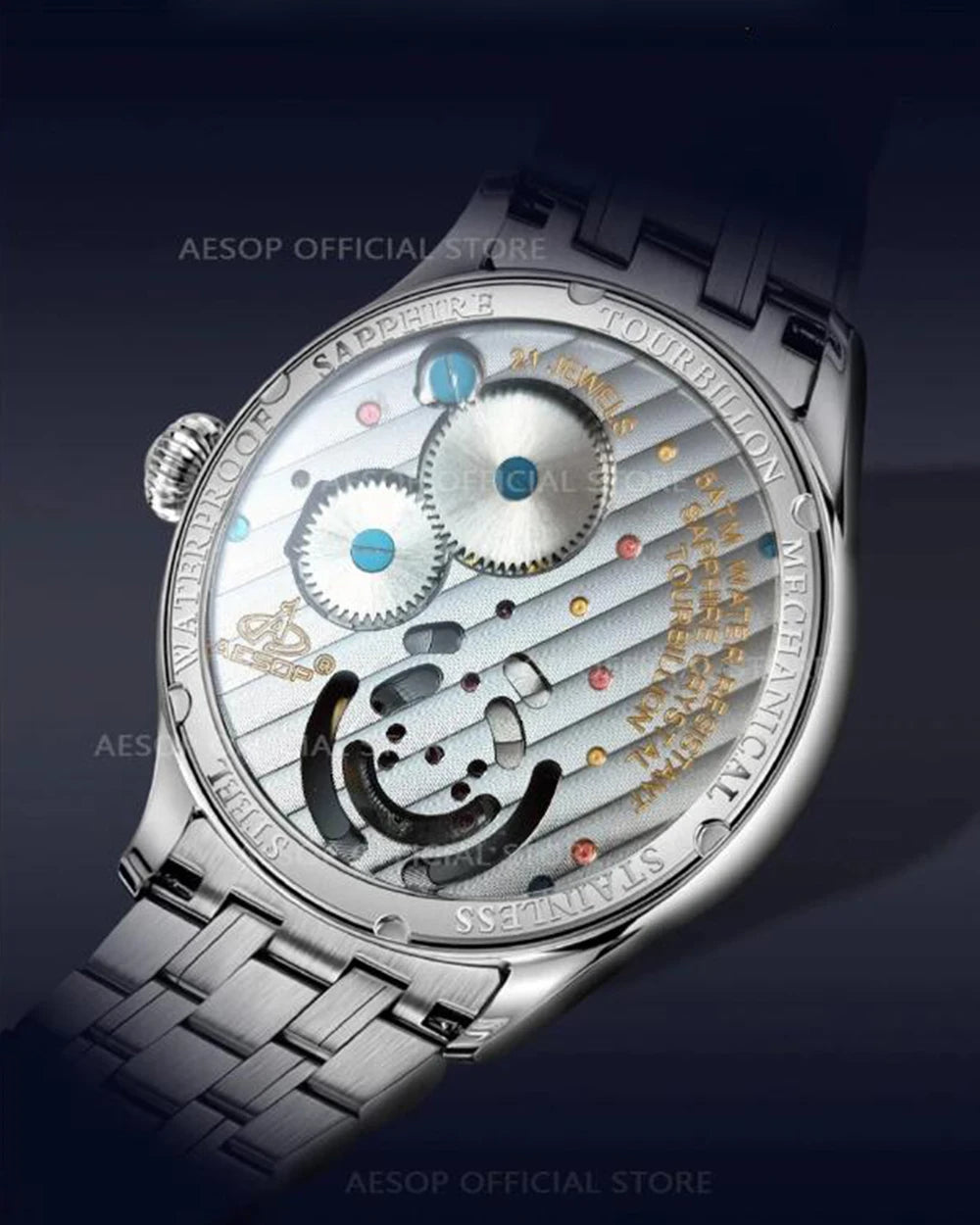 AESOP 7025 Flying Tourbillon Movement Watch Brand For Men Skeleton Mechanical Luxury Watches Wterproof Wristwatches Sapphire