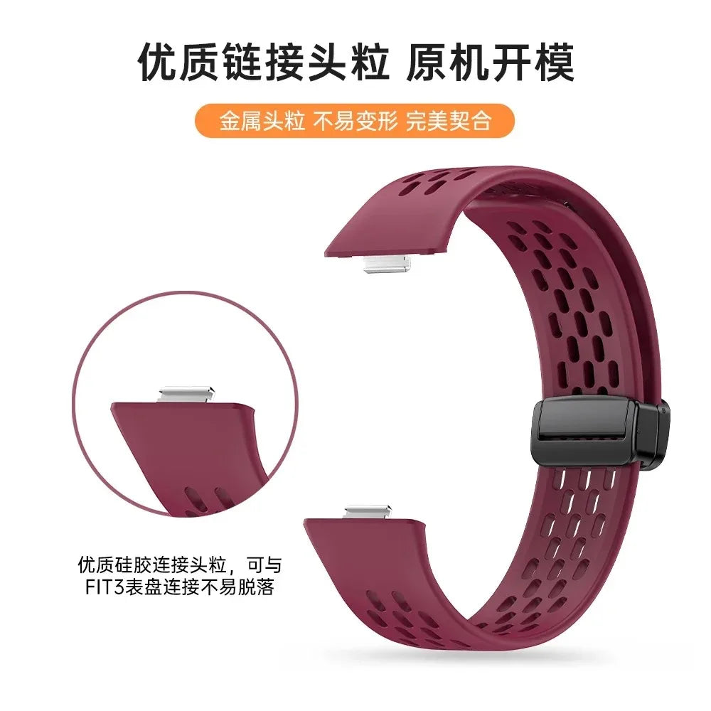 Original Silicone Strap For Huawei Watch Fit 5/4/3 Breathable Replaceable Magnetic Bracelet Band For Huawei Watch Fit 4/5 Pro