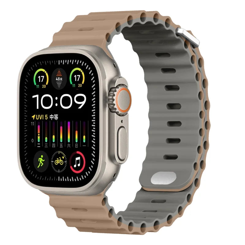 Ocean strap For Apple Watch Ultra 3 2 1 Band 49mm 11 10 9 8 7 46mm 45mm 41mm Silicone Wristband iWatch 6 5 4 SE3 44mm 40mm 42mm